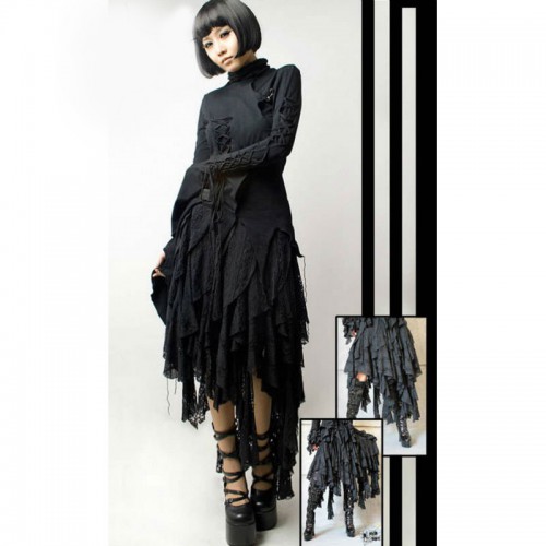 Black mysterious Goth Skirt,Dance-punk,street fashion lolita clothing