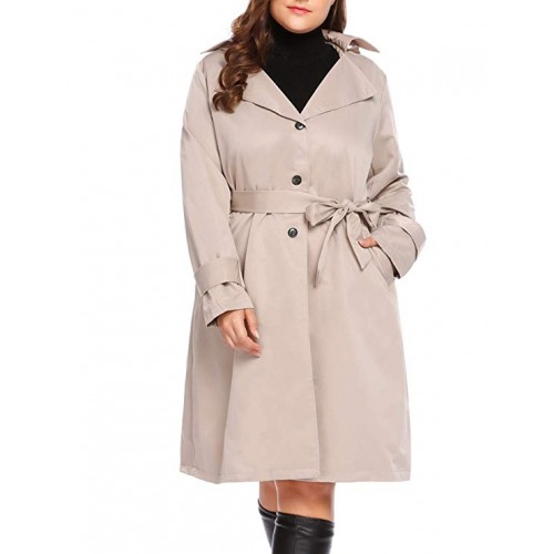 Women's Single Breasted Long Trench Coat with Belt